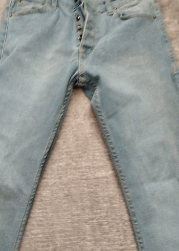 Düğmeli Mavi Erkek  Denim Pantolon - Görsel 3