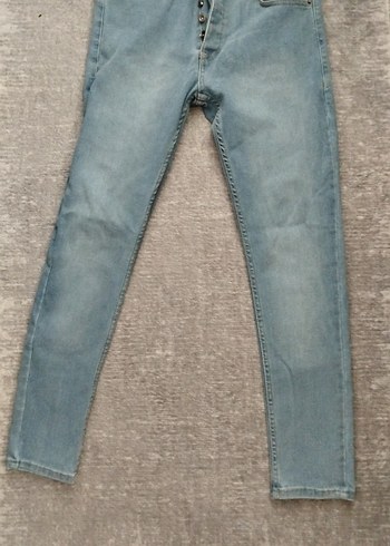 Düğmeli Mavi Erkek  Denim Pantolon - Görsel 2