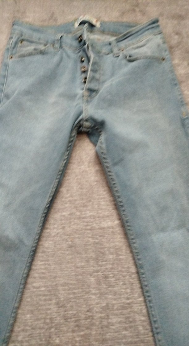 Düğmeli Mavi Erkek  Denim Pantolon - Görsel 3