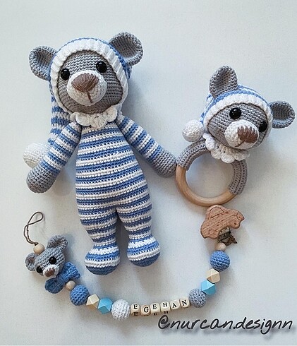 Beden Renk Amigurumi Uykucu ayıcık ve seti