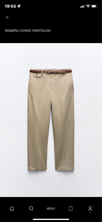 Kemerli chino pantolon