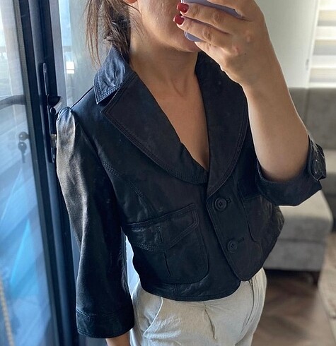 xs Beden Retro deri ceket