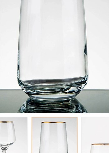 Altın Yaldızlı 12 Kişilik 61 Parça Su Takımı - Görsel 4