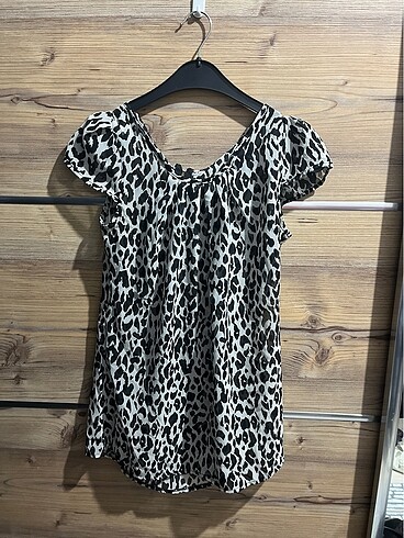 Leopar ince şifon bluz