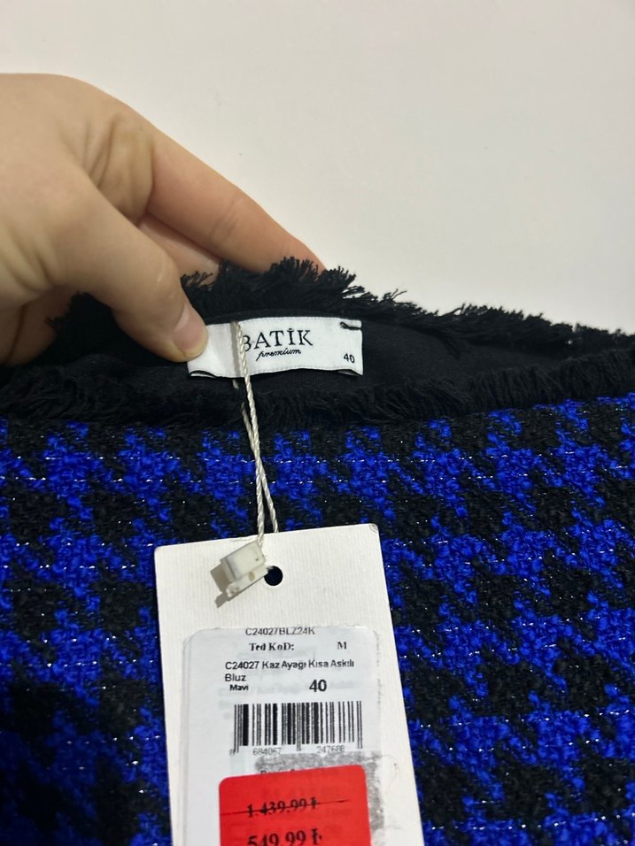 Kadın Mavi Örgü Mini Crop Top - Görsel 5