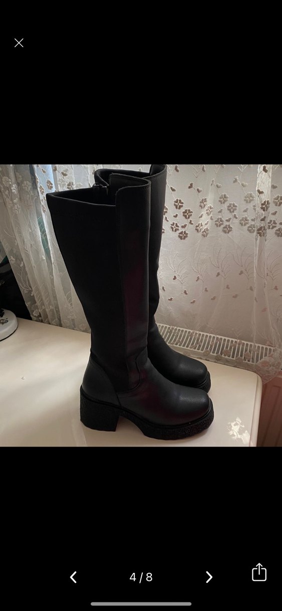 Topuklu Siyah gercek Deri çizme - Görsel 2