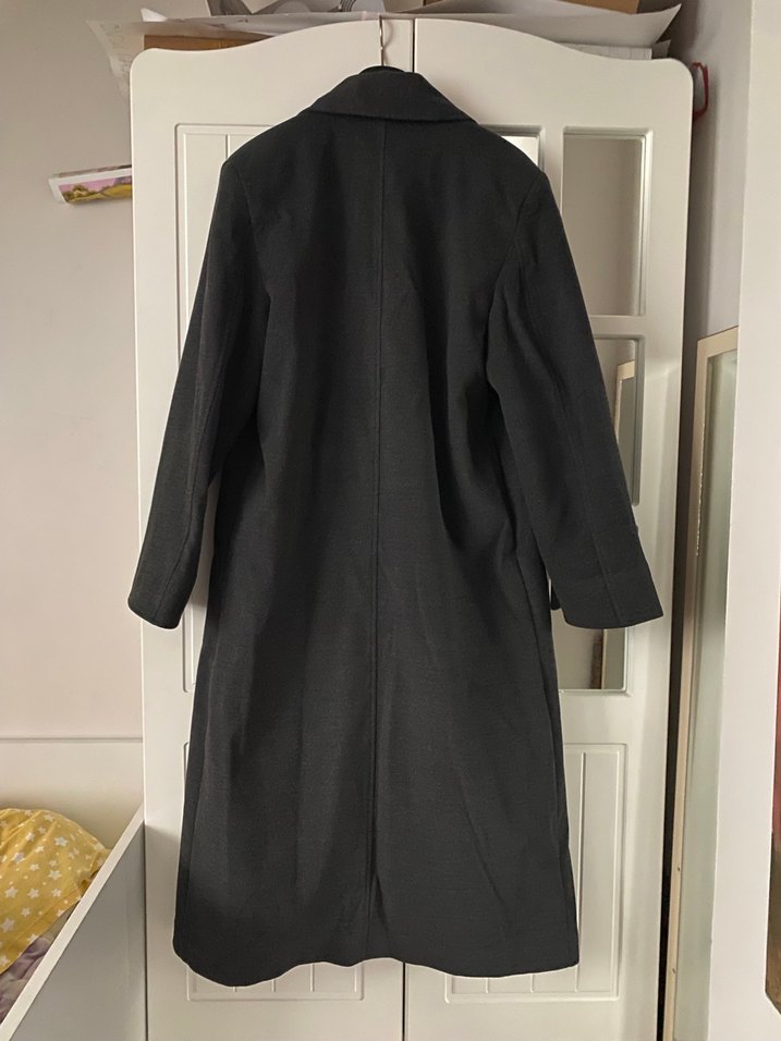 Özel Dikim Düğmeli Gri Uzun Kaban - Görsel 2