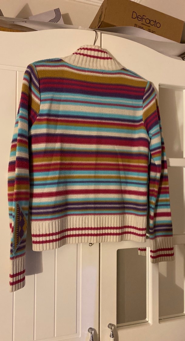 Çok Renkli Vintage Örgü Bohem Kadın Kazak - Görsel 2