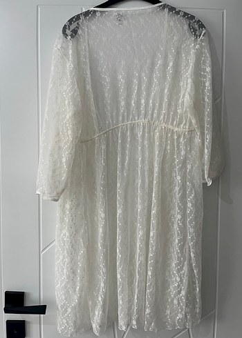 Nakışlı Beyaz Uzun Bohem Kadın Sabahlık - Görsel 3