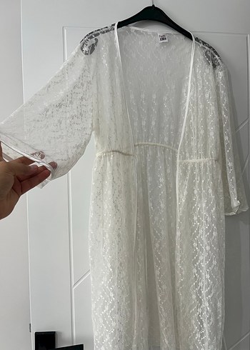 Nakışlı Beyaz Uzun Bohem Kadın Sabahlık - Görsel 2