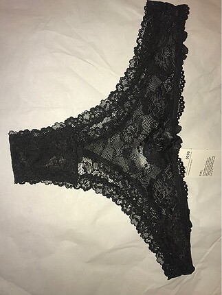 H&M etiketli siyah dantel L string iç çamaşırı