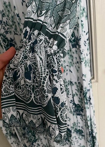 Uzun Bohem V Yaka elbise - Görsel 4