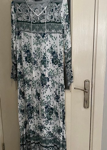 Uzun Bohem V Yaka elbise - Görsel 3