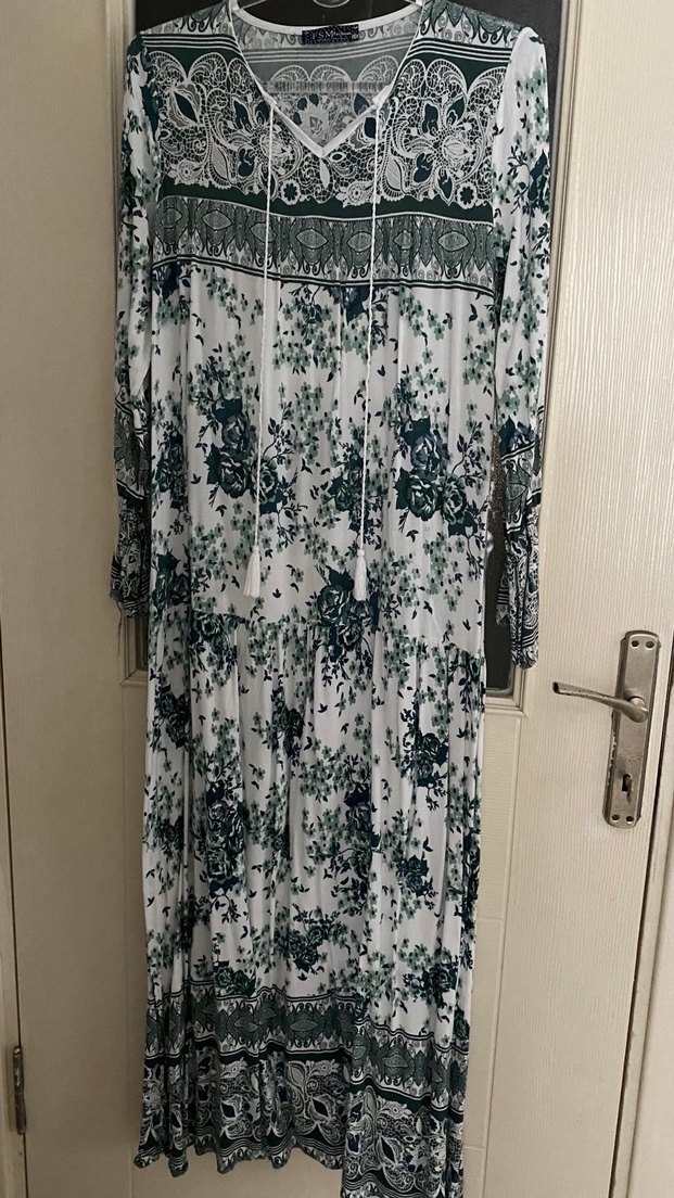 Uzun Bohem V Yaka elbise - Görsel 2