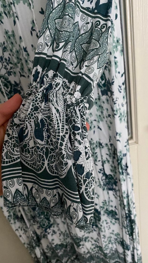 Uzun Bohem V Yaka elbise - Görsel 4