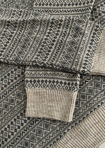 Erkek Gri Desenli Triko Kazak - Görsel 3