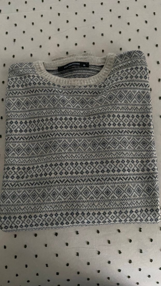 Erkek Gri Desenli Triko Kazak - Görsel 2