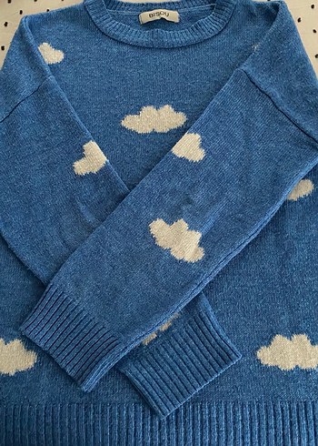 Mavi Bulut Desenli Bisou Triko Kazak - Görsel 3