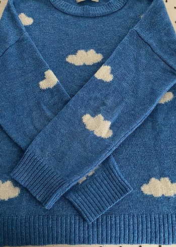 Mavi Bulut Desenli Bisou Triko Kazak - Görsel 2