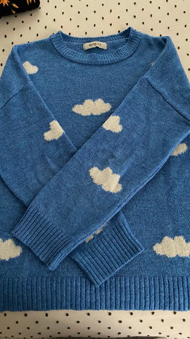 Mavi Bulut Desenli Bisou Triko Kazak - Görsel 3