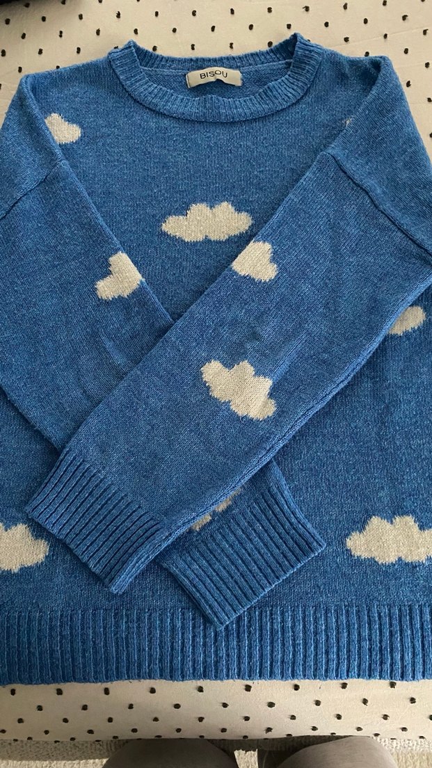 Mavi Bulut Desenli Bisou Triko Kazak - Görsel 2