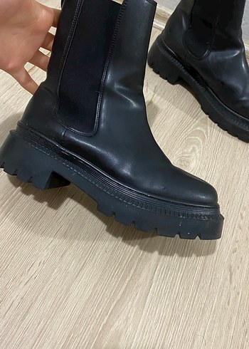 Siyah Platform Topuklu Gotik Kadın Bot - Görsel 6