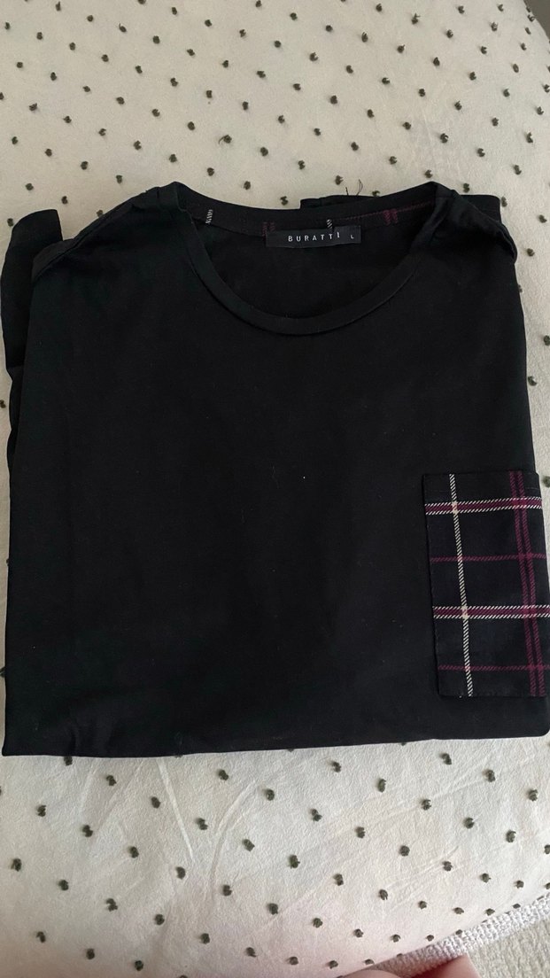 Siyah Erkek Uzun Kollu Salaş Tişört - Görsel 2