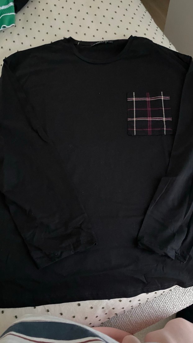 Siyah Erkek Uzun Kollu Salaş Tişört - Görsel 3