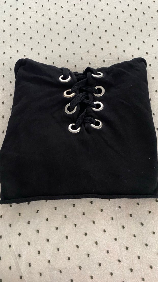 Siyah Strappy Kadın Sweatshirt - Görsel 4