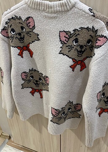 Gri Nakışlı Örme Kadın Kazak - Görsel 8