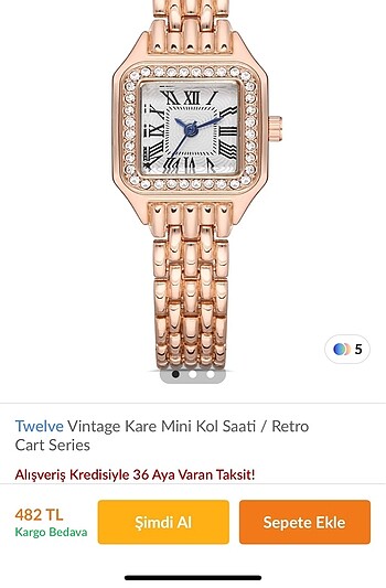 Twelve Vintage Mini Kare Kol Saati/Retro Cart Series