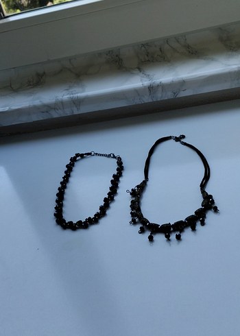  Beden Siyah Boncuklu Gotik Kadın Kolyesi
