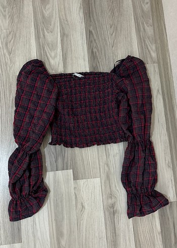 Bordo Pilili Uzun Kollu Bohem Bluz