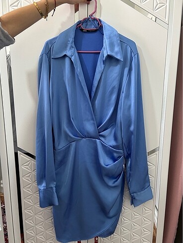 Zara saten mini elbise