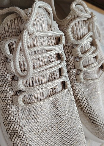 41 Beden Bej Bağcıklı Kadın Spor Ayakkabı 41 Numara Sneaker