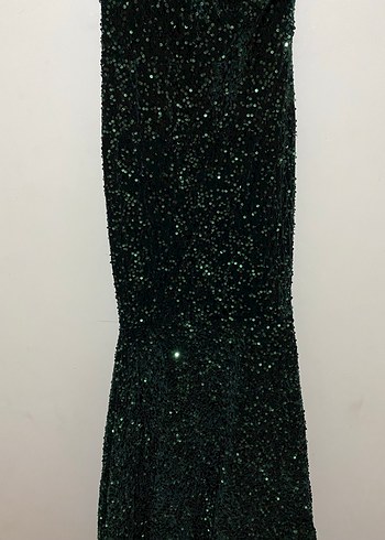 Yeşil Payetli Tek Askılı Uzun Abiye Elbise - Görsel 4