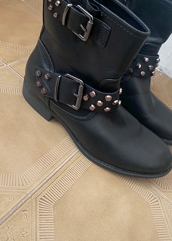 Tokalı Siyah Deri Biker Bot - Görsel 4