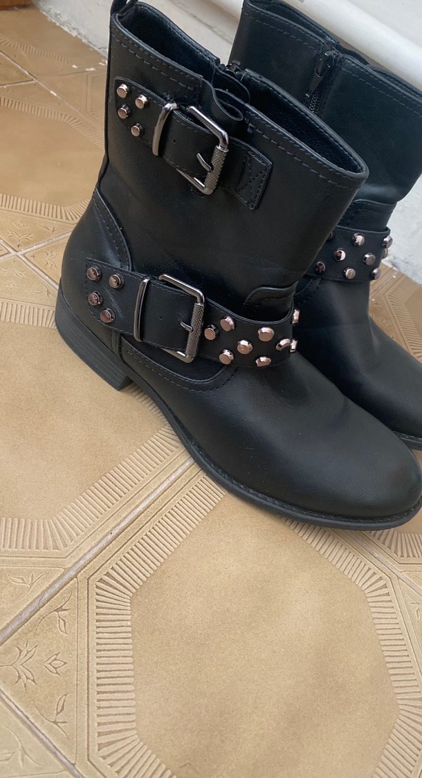 Tokalı Siyah Deri Biker Bot - Görsel 4