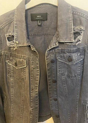 Gri Düğmeli Kadın Denim Ceket mango - Görsel 3