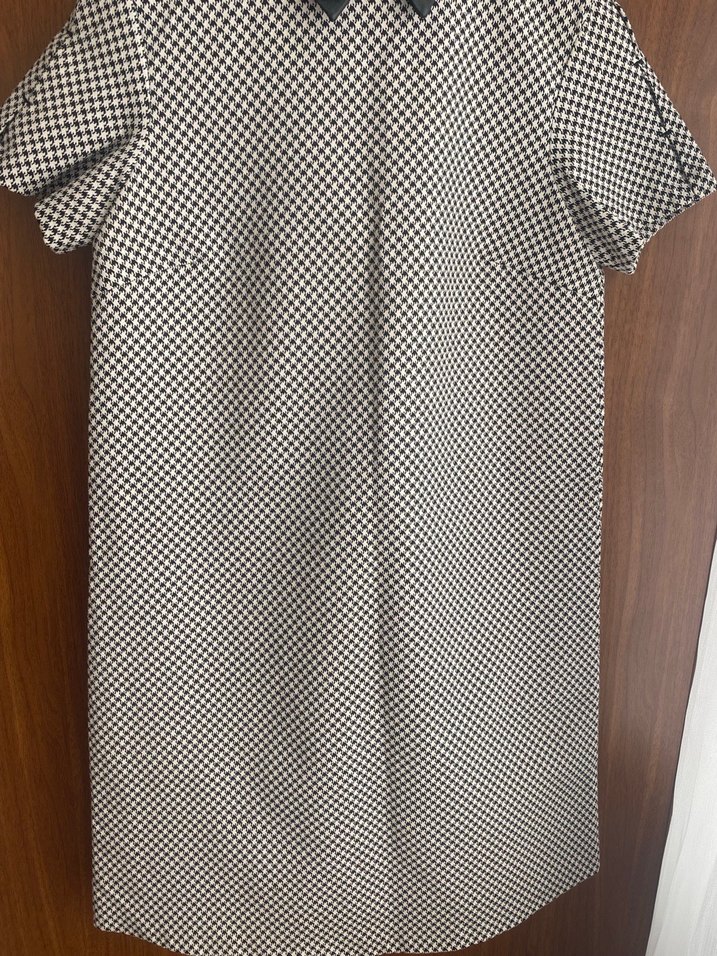 Zara marka Kareli Kısa Kollu Midi Elbise - Görsel 2