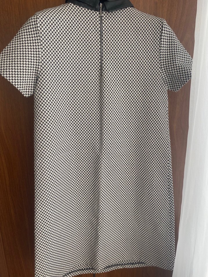 Zara marka Kareli Kısa Kollu Midi Elbise - Görsel 4