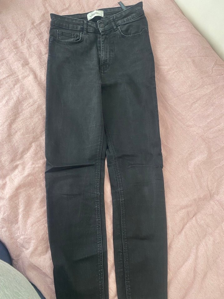 Zara marka Gri Normcore Kadın Denim Pantolon - Görsel 3