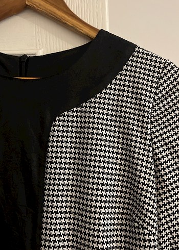 Siyah ekose desenli kadın elbise - Görsel 3