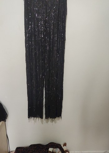 Püsküllü Siyah Kadın Uzun Kollu Tulum - Görsel 2