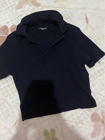 siyah polo yaka crop