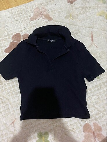 Addax siyah polo yaka crop