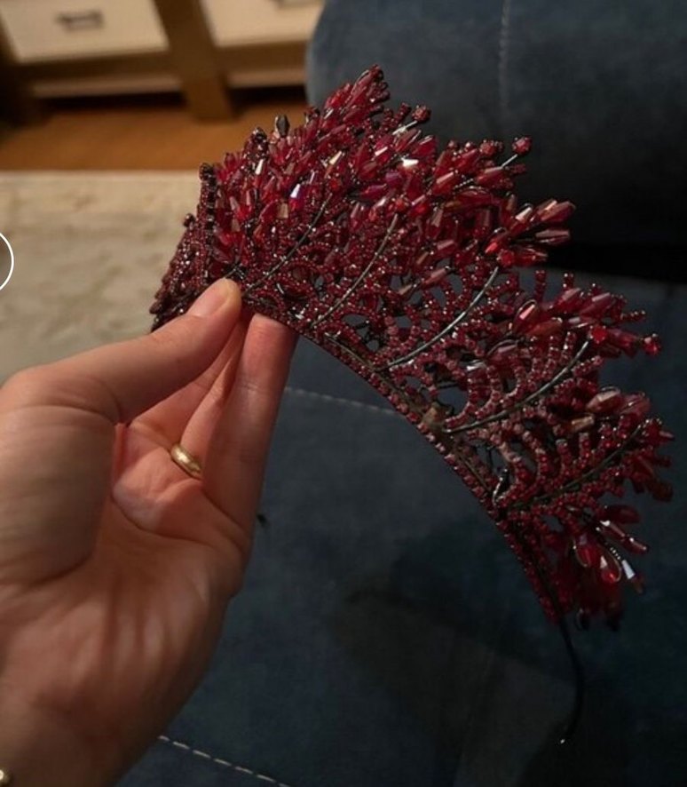 Bordo Payetli Bohem Tarz Tac ve Küpe Seti - Görsel 4