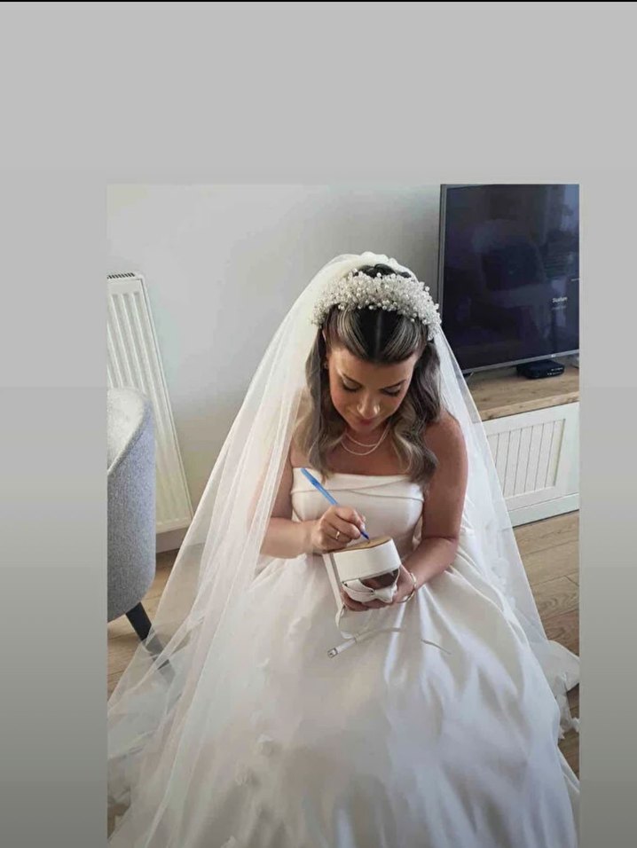 Boncuk İşlemeli Gri Örgü Saç Aksesuarı - Görsel 4