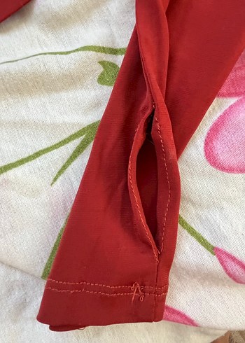 s Beden Kırmızı Straplez Uzun Kollu Mini Spor Üst
