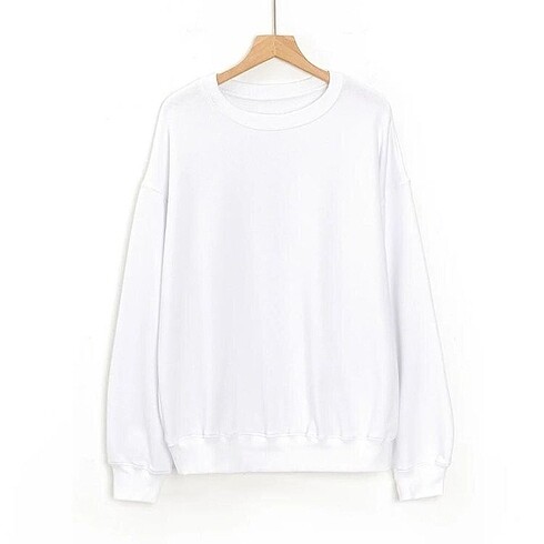 Unisex Basic Beyaz Sweatshirt